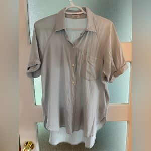 Small, light blue Wilfred short-sleeved button up shirt